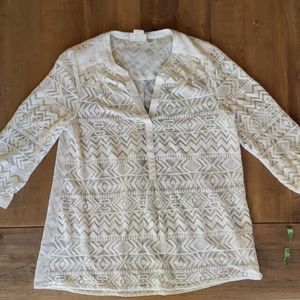 Cream Anthropologie Blouse